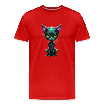 Chat Galaxy - T-shirt bio Premium Homme - rouge - Devant - Damien (186cm)