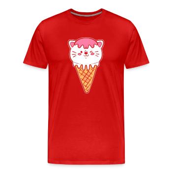 Eiscreme Katze Eiscreme -Kassierer - Männer Premium Bio T-Shirt - Rot - Vorne - Damien (186cm)