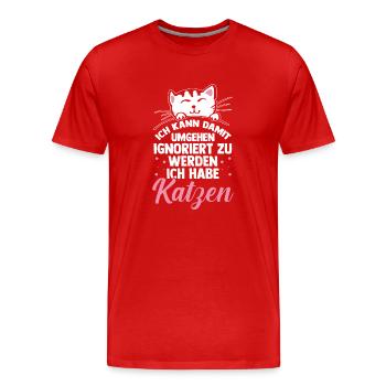 Katze Miezekatze Katzenliebhaber Katzenbesitzer Ka - Männer Premium Bio T-Shirt - Rot - Vorne - Damien (186cm)