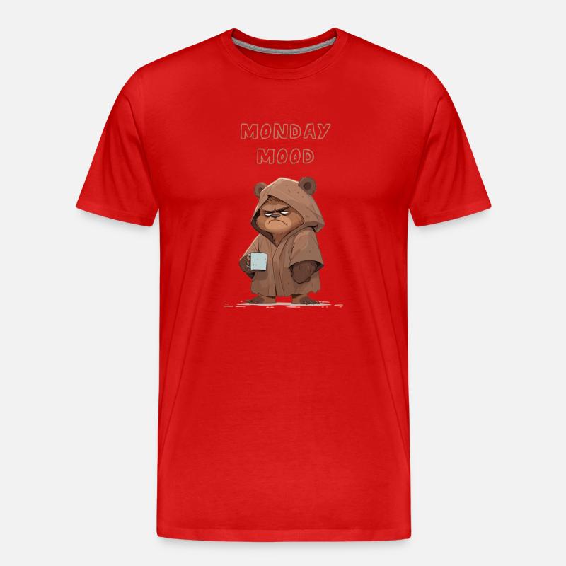 Monday mood bear - Männer Premium Bio T-Shirt - Rot