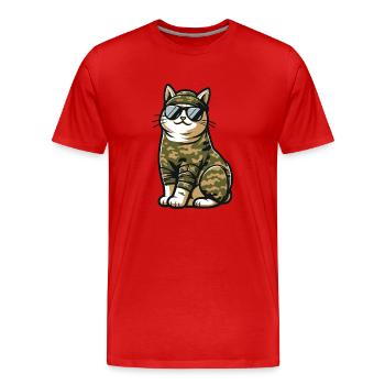 Military Camouflage Cat - Men's Premium Organic T-Shirt - red - Front - Damien (186cm)