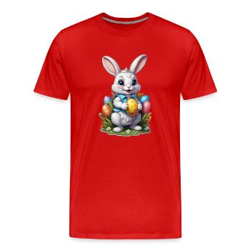 Osterhäschen - Männer Premium Bio T-Shirt - Rot - Vorne - Damien (186cm)