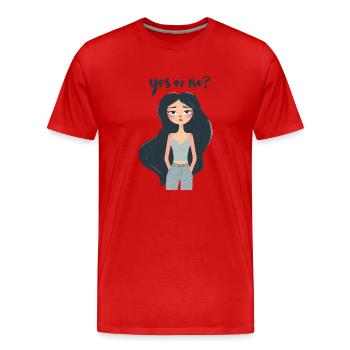 Yes or No? - Men's Premium Organic T-Shirt - red - Front - Damien (186cm)