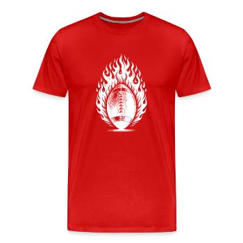 Coup de pied de football vintage dans les flammes et le feu - T-shirt bio Premium Homme - rouge - Devant - Damien (186cm)