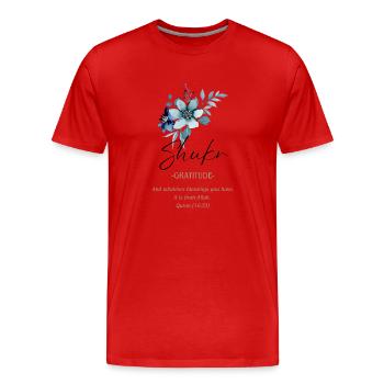 Shukr Gratitude Calligraphy Art - Men's Premium Organic T-Shirt - red - Front - Damien (186cm)