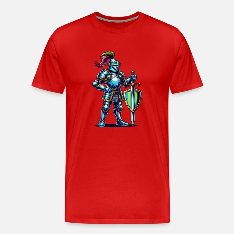 ritter comic - Männer Premium Bio T-Shirt - Rot