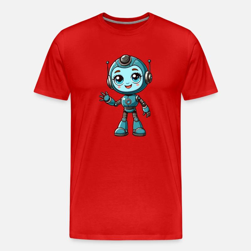 Roboter-Mädchen - Männer Premium Bio T-Shirt - Rot