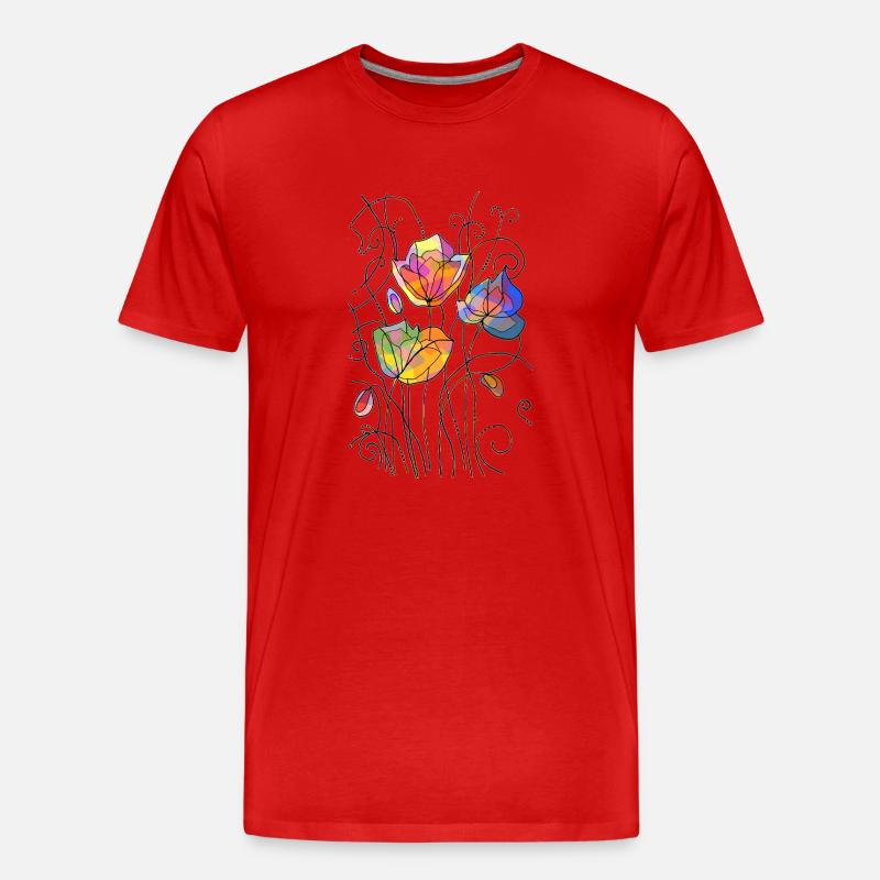 Blumen - Männer Premium Bio T-Shirt - Rot