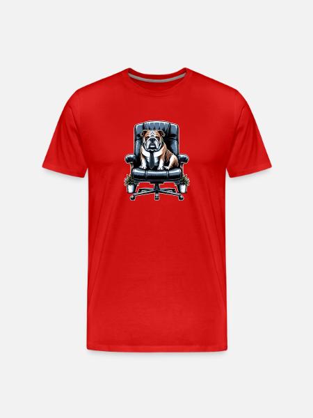 Bulldogge auf Chefsessel - Männer Premium Bio T-Shirt - Rot