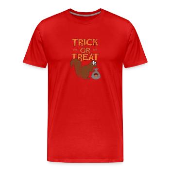 Halloween Eichhörnchen, Süßes oder Saures - Männer Premium Bio T-Shirt - Rot - Vorne - Damien (186cm)