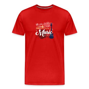 Music with musical instrument motif - gift - Men's Premium Organic T-Shirt - red - Front - Damien (186cm)