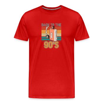 Retour aux années 90 - idée cadeau - T-shirt bio Premium Homme - rouge - Devant - Damien (186cm)