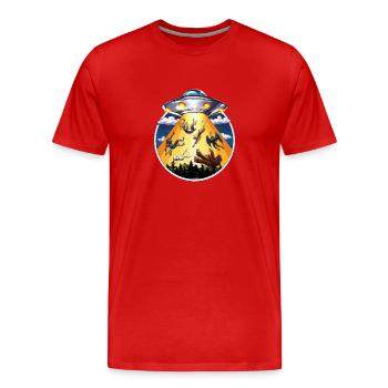 Cryptids Alien Abduction - Men's Premium Organic T-Shirt - red - Front - Damien (186cm)