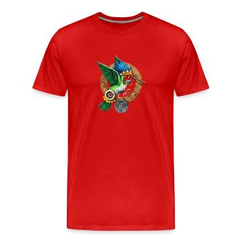 Aztec Hummingbird - Men's Premium Organic T-Shirt - red - Front - Damien (186cm)