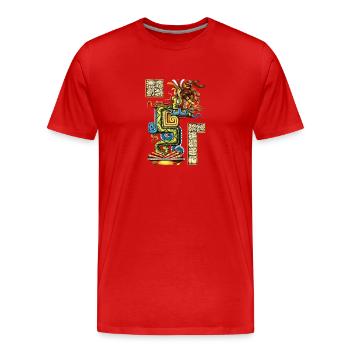 Serpent de vision maya - T-shirt bio Premium Homme - rouge - Devant - Damien (186cm)
