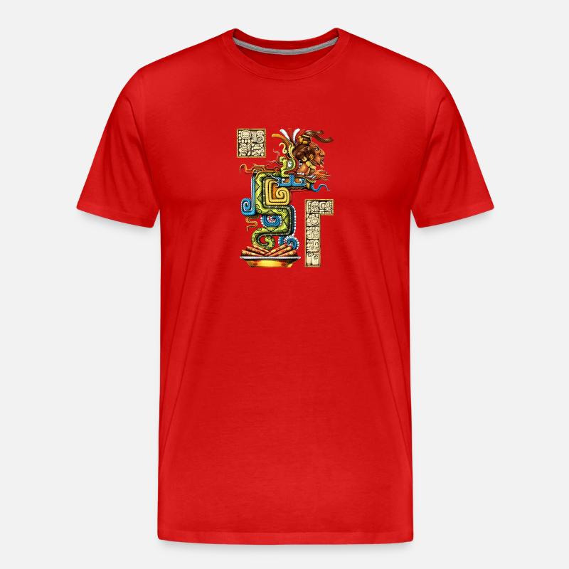 Maya-Visionsschlange - Männer Premium Bio T-Shirt - Rot