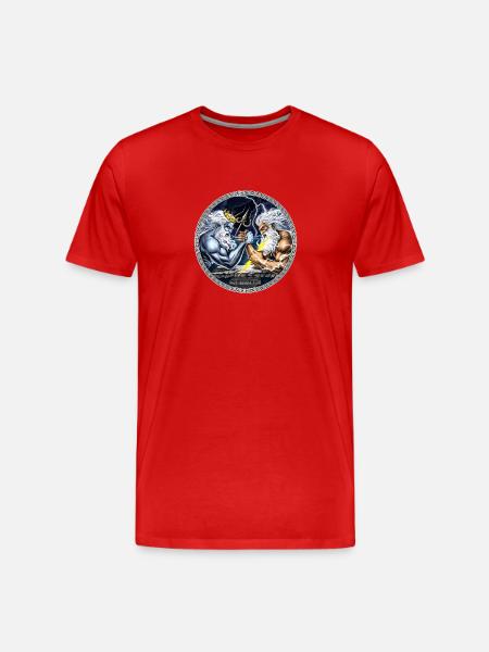 Zeus vs Poseidon Arm Wrestling - Men's Premium Organic T-Shirt - red
