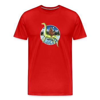 Bigfoot Loch Ness Monster Fishing - Men's Premium Organic T-Shirt - red - Front - Damien (186cm)