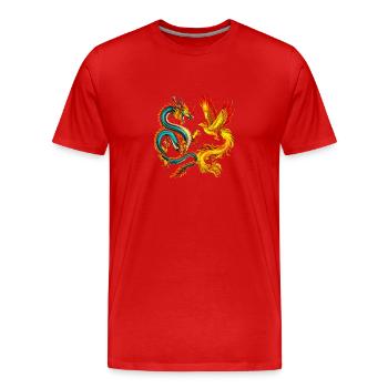 Dragon and Phoenix - Men's Premium Organic T-Shirt - red - Front - Damien (186cm)