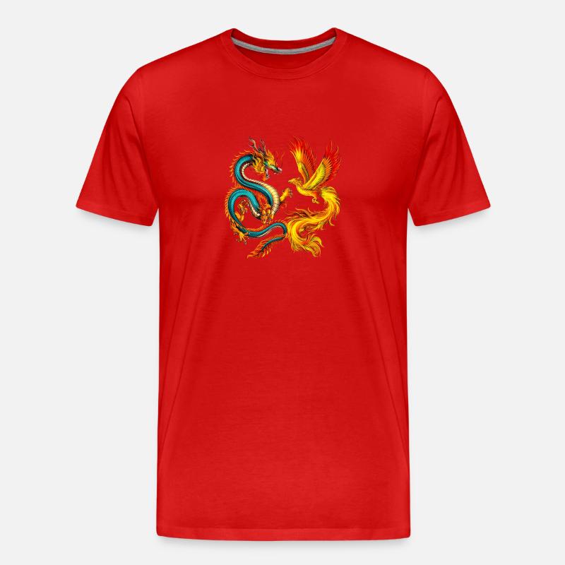 Drache und Phönix - Männer Premium Bio T-Shirt - Rot