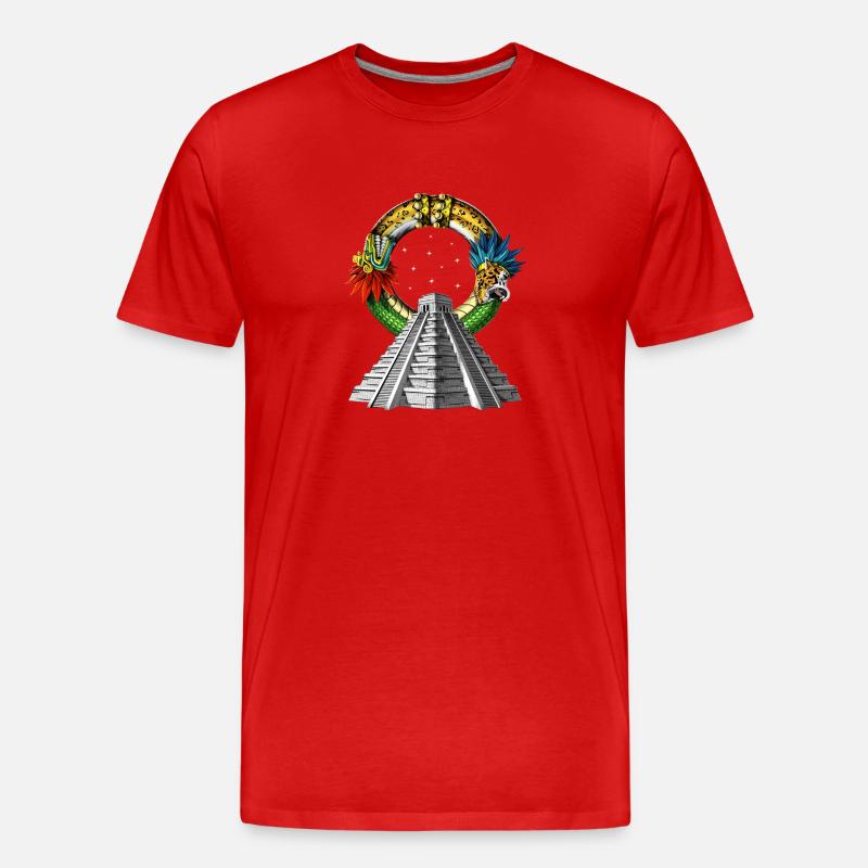 Antike aztekische Pyramide - Männer Premium Bio T-Shirt - Rot