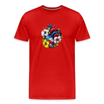 Puerto Rico Boricua Heart - Men's Premium Organic T-Shirt - red - Front - Damien (186cm)