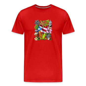 Puerto Rico Boricua Pride - Men's Premium Organic T-Shirt - red - Front - Damien (186cm)