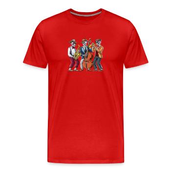 Musiciens de jazz squelettes - T-shirt bio Premium Homme - rouge - Devant - Damien (186cm)