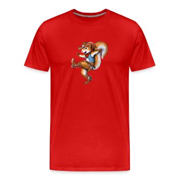 Eichhörnchen Cowboy - Männer Premium Bio T-Shirt - Rot - Vorne - Damien (186cm)