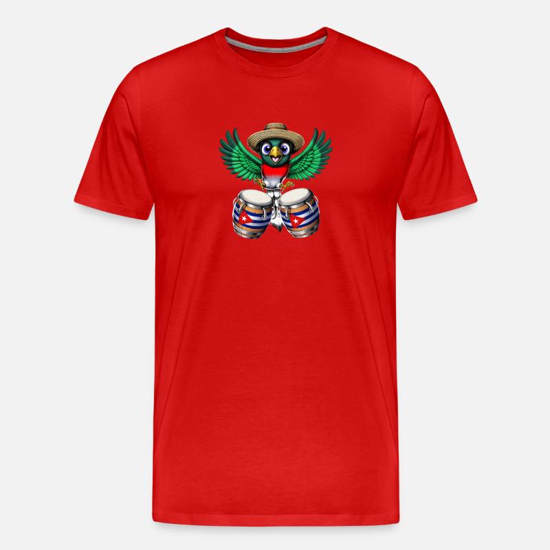 Kuba Trogon Vogeltrommel - Männer Premium Bio T-Shirt - Rot