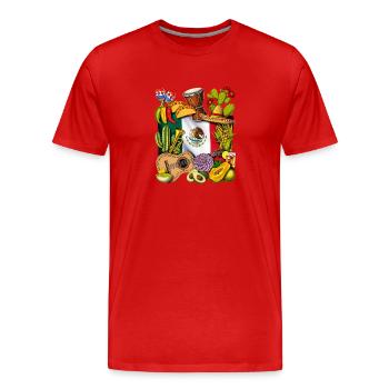 Héritage mexicain - T-shirt bio Premium Homme - rouge - Devant - Damien (186cm)
