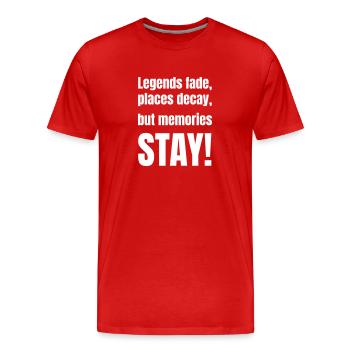 Les légendes s’estompent, les lieux se délabrent, mais les souvenirs restent ! - T-shirt bio Premium Homme - rouge - Devant - Damien (186cm)