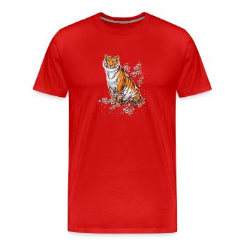 Cerisier Fleur Tigre - T-shirt bio Premium Homme - rouge - Devant - Damien (186cm)