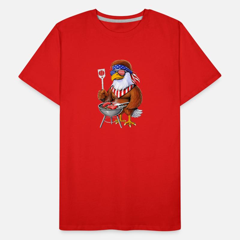 American Bald Eagle Barbecue T-shirt bio Premium Homme