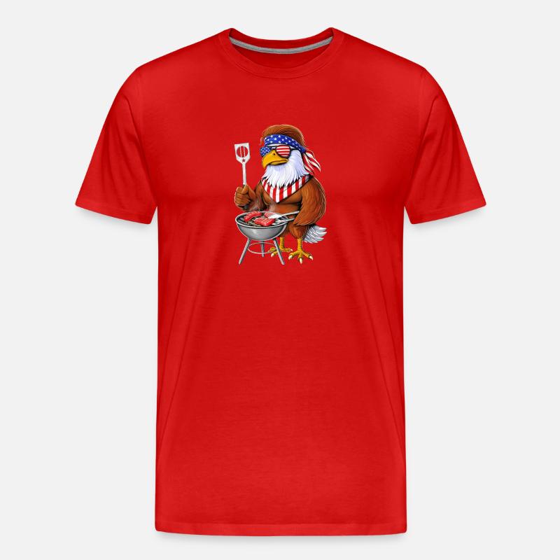 American Bald Eagle Barbecue - T-shirt bio Premium Homme - rouge