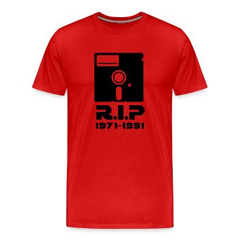 5.25-inch floppy disk Rest in Peace RIP death - Men's Premium Organic T-Shirt - red - Front - Damien (186cm)