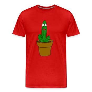 Cactus avec visage - T-shirt bio Premium Homme - rouge - Devant - Damien (186cm)