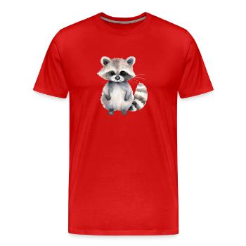 Raccoon Lena - Men's Premium Organic T-Shirt - red - Front - Damien (186cm)