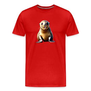 Seelöwe - Männer Premium Bio T-Shirt - Rot - Vorne - Damien (186cm)