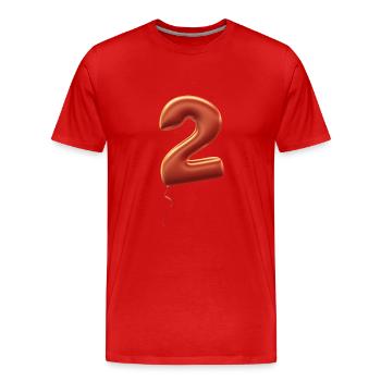 Zahl 2 als Ballon: Geburtstag, Jahrestag, Sieger - Männer Premium Bio T-Shirt - Rot - Vorne - Damien (186cm)