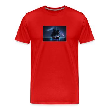 Voilier sous un ciel mystique - T-shirt bio Premium Homme - rouge - Devant - Damien (186cm)