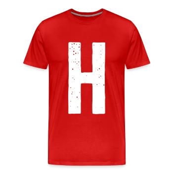 H Letter - Men's Premium Organic T-Shirt - red - Front - Damien (186cm)