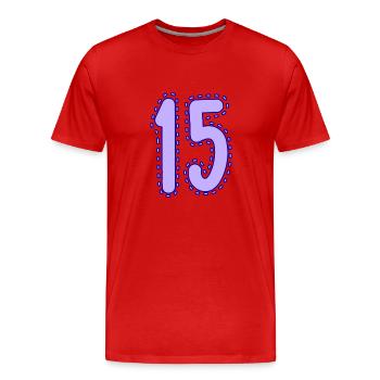 15. 15 JAHRE. 15. JAHRESTAG. 15-JÄHRIGES JUBILÄUM. - Männer Premium Bio T-Shirt - Rot - Vorne - Damien (186cm)