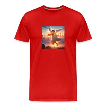 Ange dans le ciel - T-shirt bio Premium Homme - rouge - Devant - Damien (186cm)