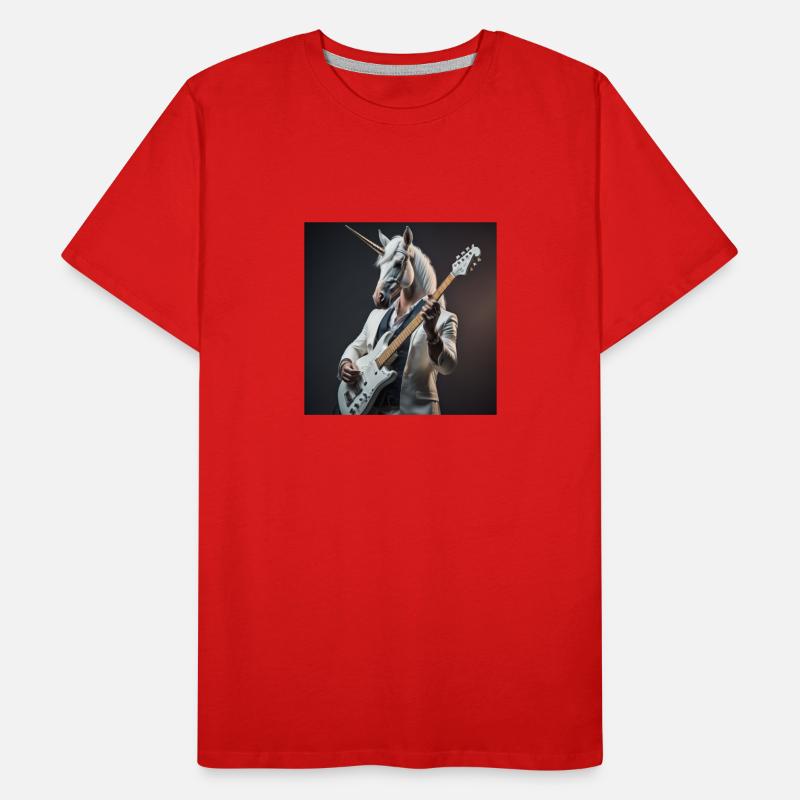 lustiges Einhorn mit E-Gitarre Männer Premium Bio T-Shirt