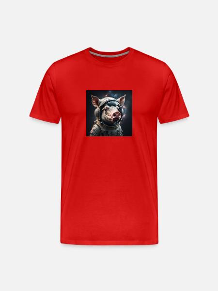 Space Pig - Männer Premium Bio T-Shirt - Rot