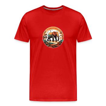 Afrikanischer Elefant Design - Männer Premium Bio T-Shirt - Rot - Vorne - Damien (186cm)
