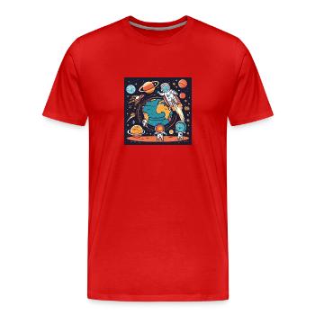 Wir sind die Erde - Männer Premium Bio T-Shirt - Rot - Vorne - Damien (186cm)