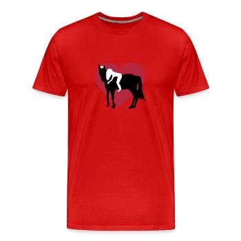 Reiterin und Pferd - Männer Premium Bio T-Shirt - Rot - Vorne - Damien (186cm)