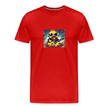 Bernd Badeente Metal - Männer Premium Bio T-Shirt - Rot - Vorne - Damien (186cm)